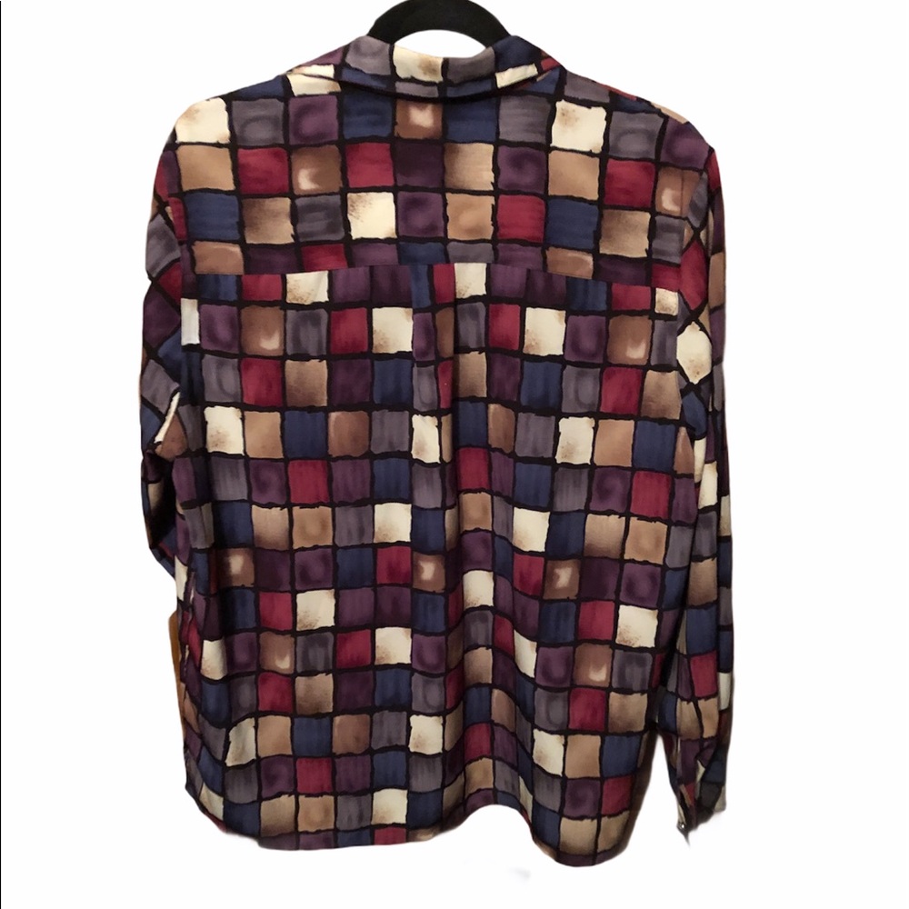 Alfred Dunner Button Down Square Pattern Blouse - image 3